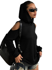 Ellen – Off-Shoulder-Kapuzenpullover für Damen – Ansicht 4