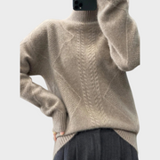 Nathalie – Kaschmirpullover mit Stehkragen und Zopfmuster – Ansicht 5