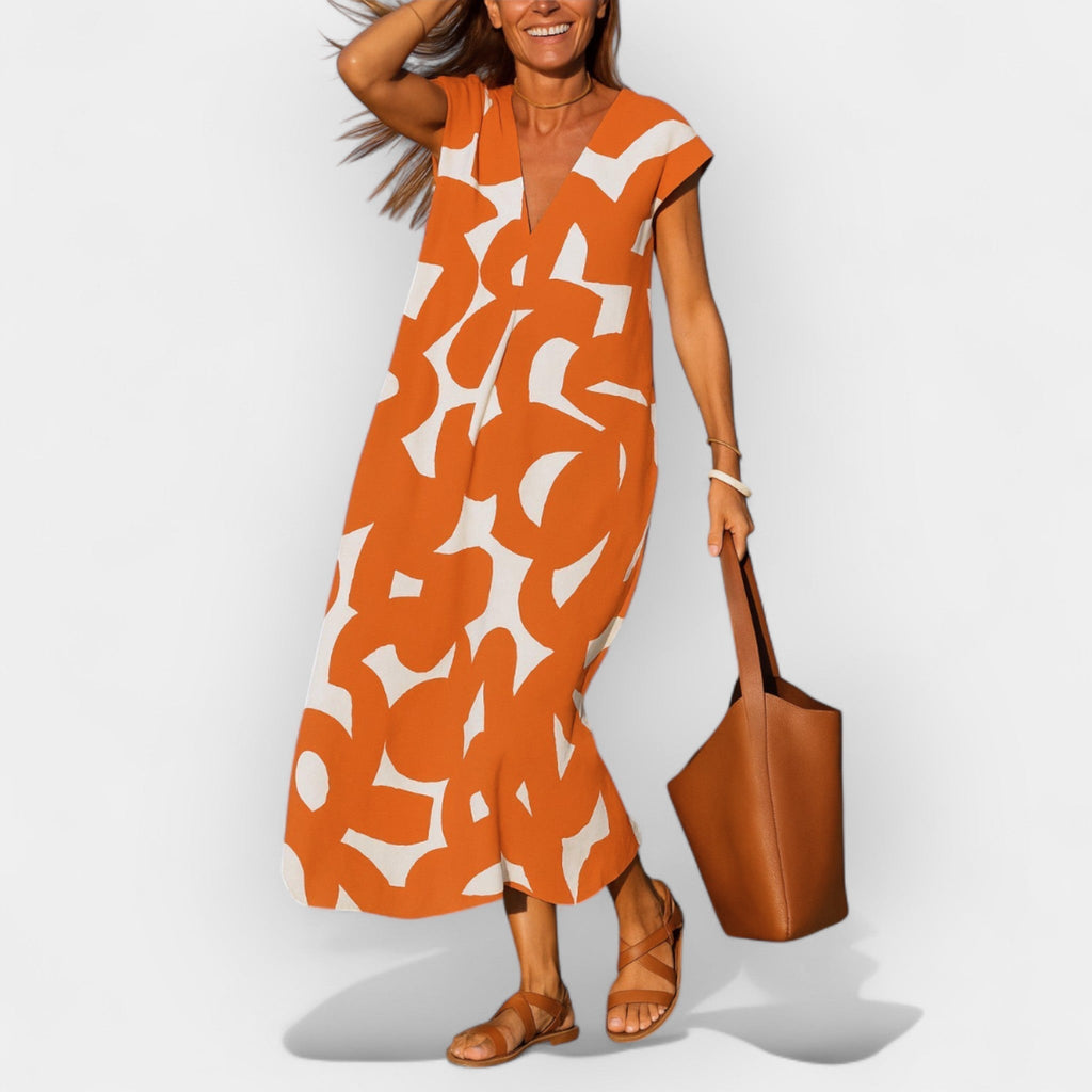 Luftiges Kleid mit V-Ausschnitt und modernem Design