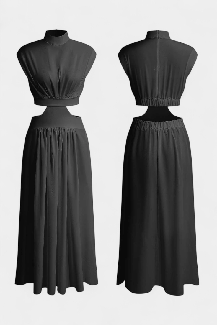 Jocelyn – Kleid-Set für Damen mit hohem Ausschnitt und Seitenschlitz – Ansicht 23