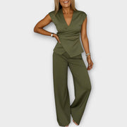 Eleganter Jumpsuit für Damen mit V-Ausschnitt – Ansicht 2