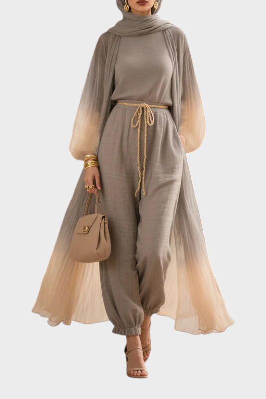 Emilia – Dreiteiliges Damen-Leinenset mit Farbverlauf
