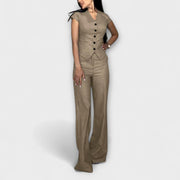 Elegantes Damen-Set Ivy mit V-Ausschnitt und Hose – Ansicht 2