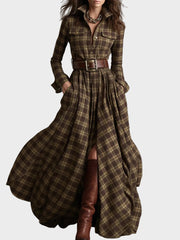 Skyler – Maxikleid mit Revers und Karomuster im Ethno-Stil – Ansicht 3