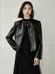 Iris – Kurze schwarze Motorradjacke für Damen aus PU – Ansicht 11