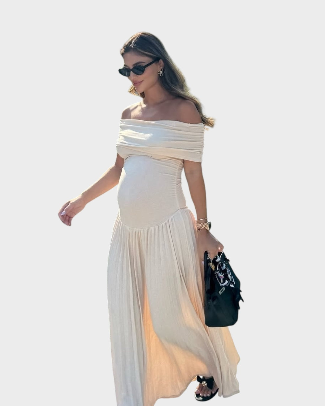 Umstands-Maxikleid Amara für Damen mit Falten – Ansicht 2
