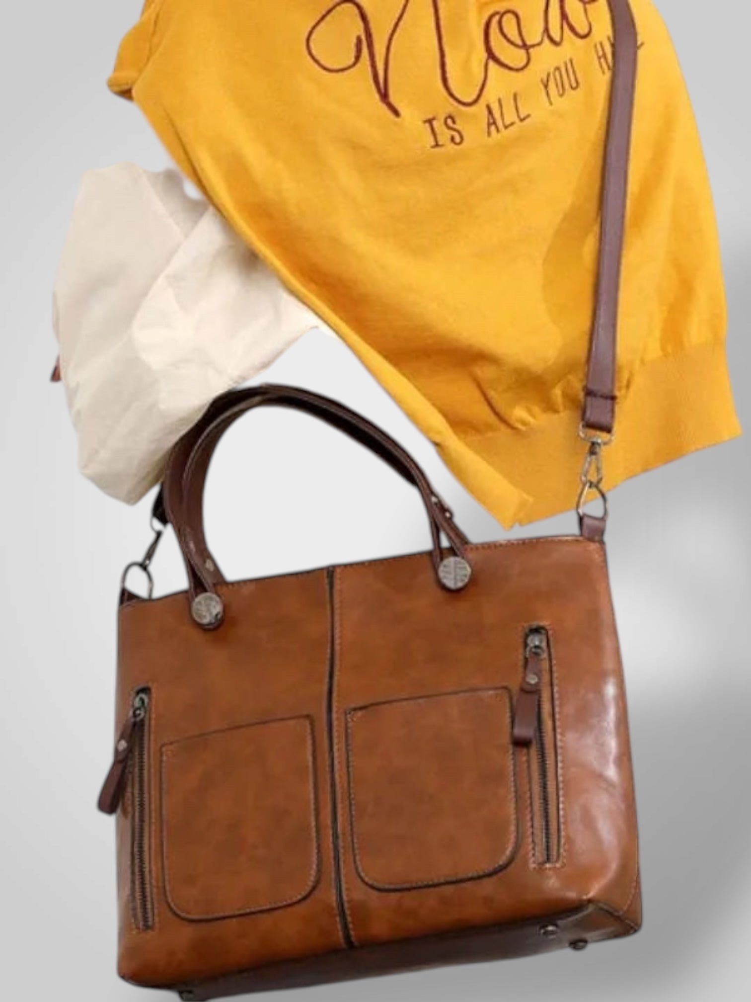 Aria – Lederschultertasche für Damen mit Magnetverschluss – Ansicht 2