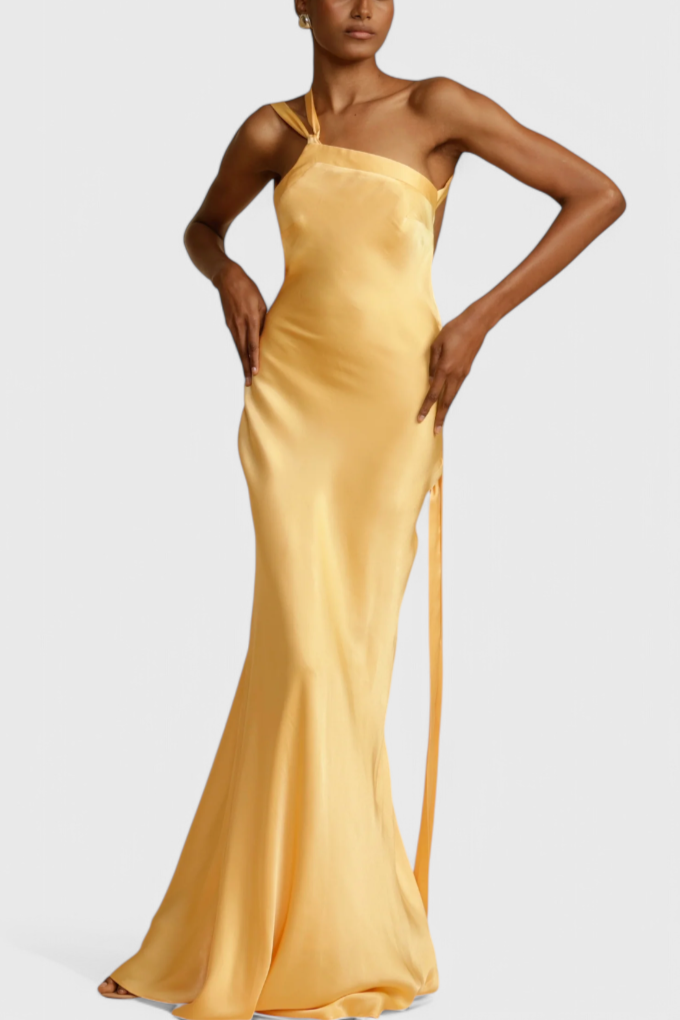 Lucra – Maxikleid für Damen mit offenem Rücken und diagonalen Trägern – Ansicht 4