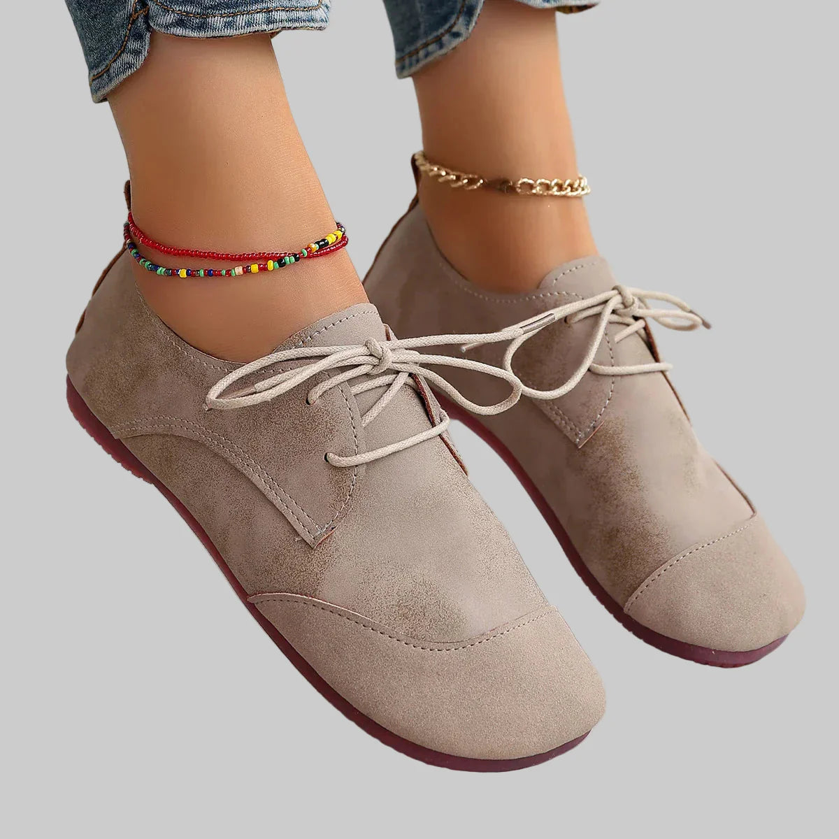 Aria – Wildleder-Ballerinas für Damen mit Schnürung