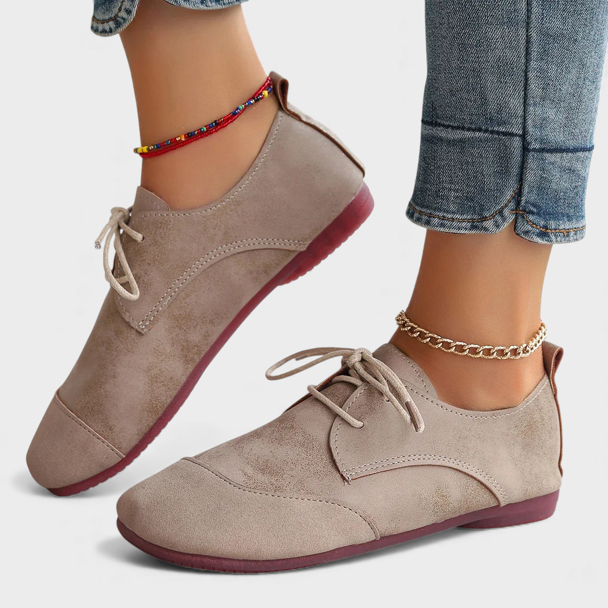 Aria – Wildleder-Ballerinas für Damen mit Schnürung – Ansicht 4