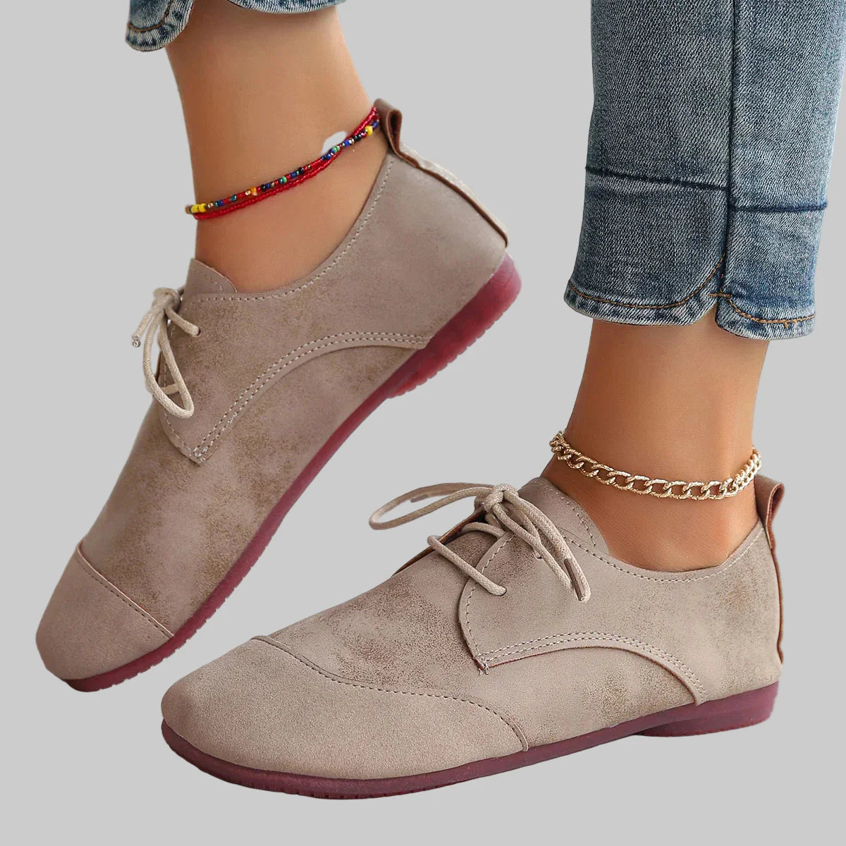 Aria – Wildleder-Ballerinas für Damen mit Schnürung – Ansicht 4