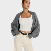 Jazzie – Oversize-Strickjacke aus Wollmischgewebe mit Fledermausärmeln – Ansicht 6