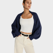 Jazzie – Oversize-Strickjacke aus Wollmischgewebe mit Fledermausärmeln – Ansicht 4