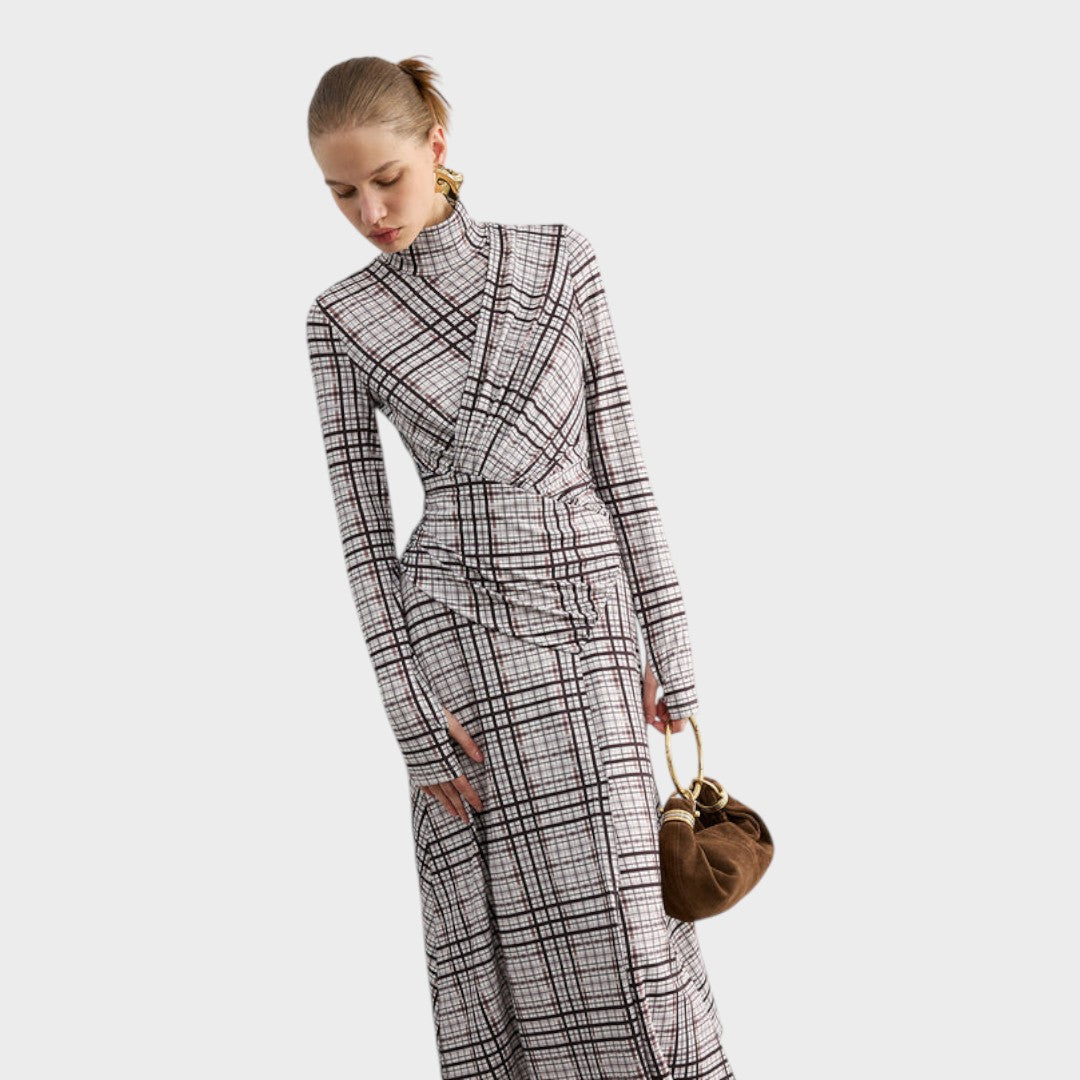 Christina – Langärmeliges Damen-Maxikleid mit hohem Kragen – Ansicht 5