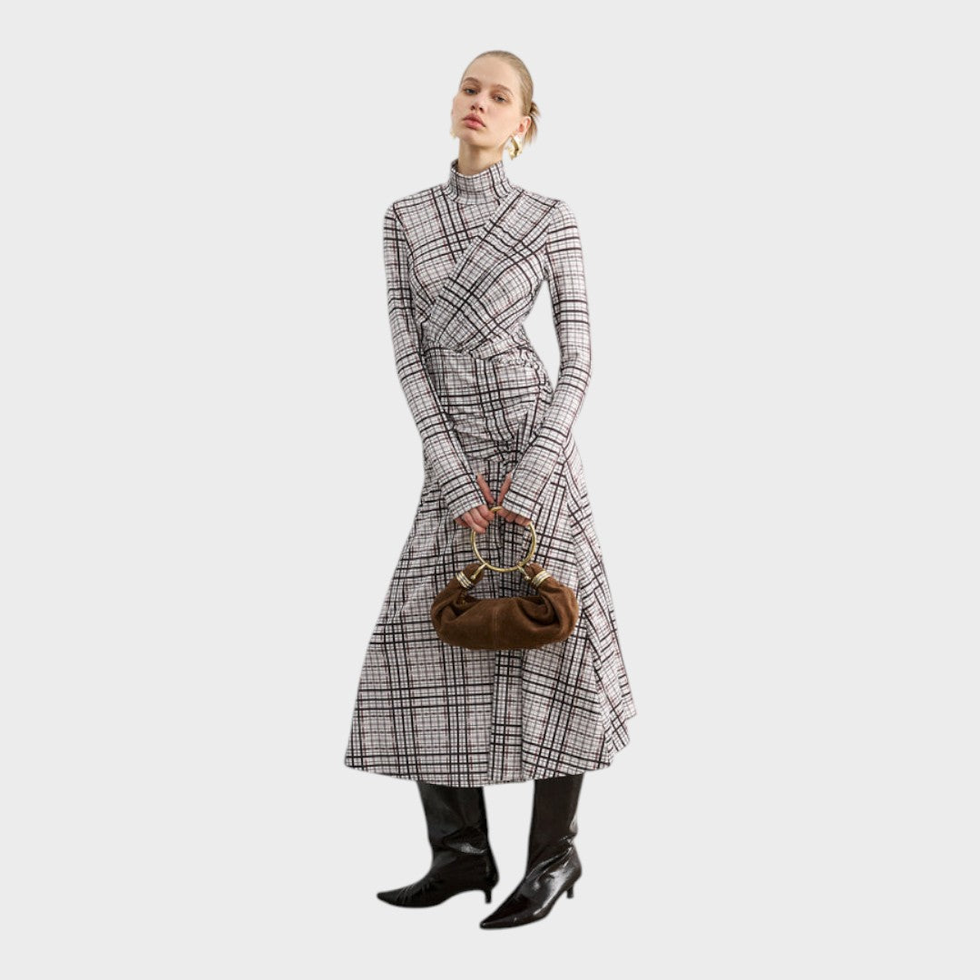 Christina – Langärmeliges Damen-Maxikleid mit hohem Kragen – Ansicht 3
