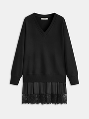 Katie – Sweatshirtkleid mit Falten und Spitzensaum