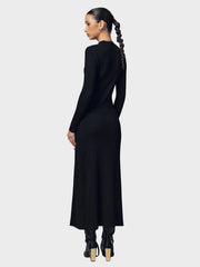 Emma – Geripptes Maxi-Strickkleid mit Schlitz und seitlichen Knöpfen – Ansicht 5