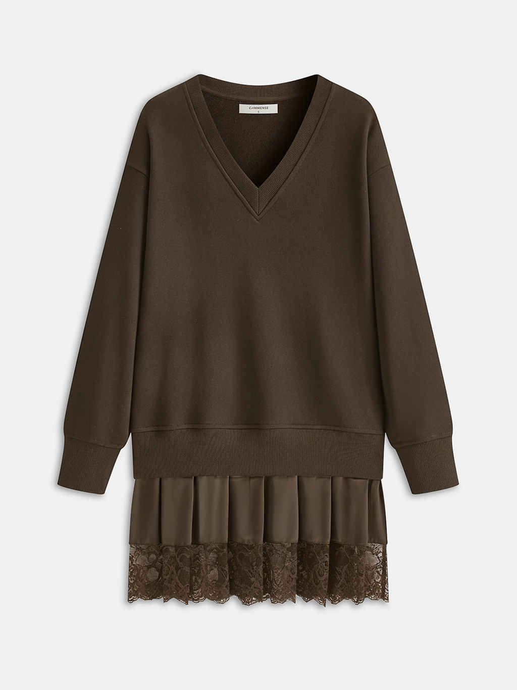 Katie – Sweatshirtkleid mit Falten am Saum und Spitzendetails