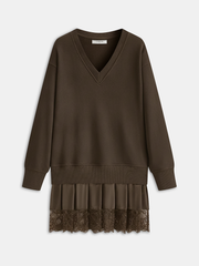 Katie – Sweatshirtkleid mit Falten und Spitzensaum