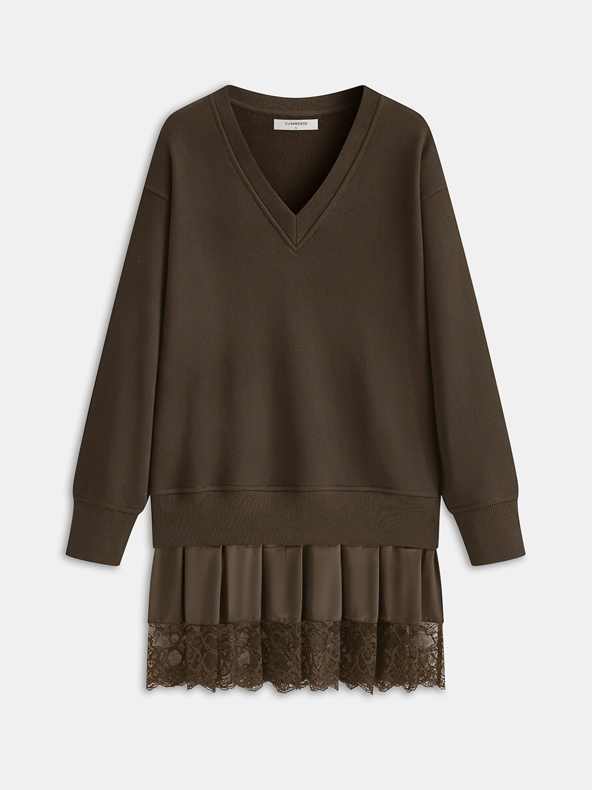 Katie – Sweatshirtkleid mit Falten und Spitzensaum