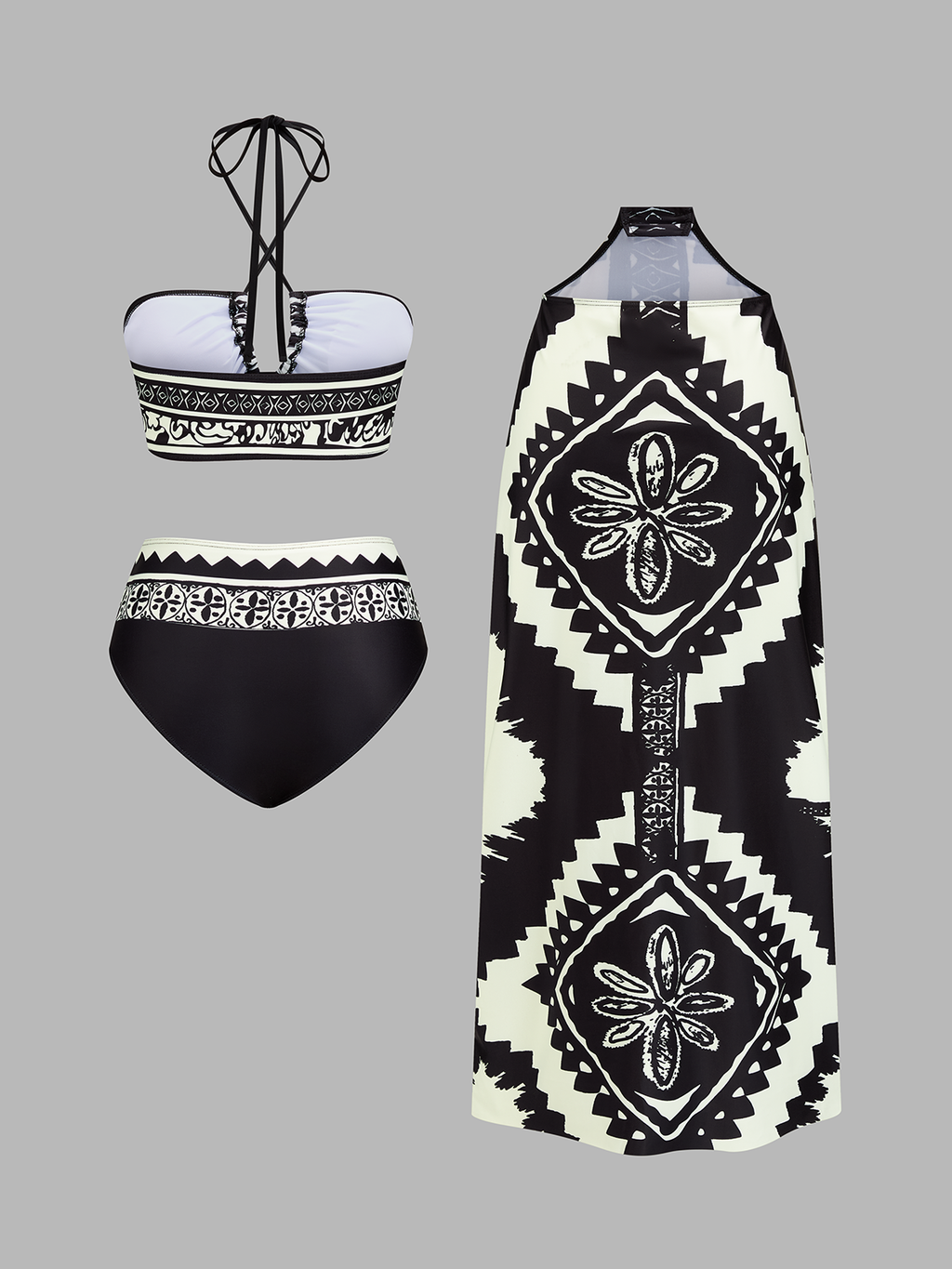 Damen-Badeanzug-Set mit Print und Neckholder