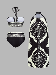 Damen-Badeanzug-Set mit Print und Neckholder – Ansicht 3