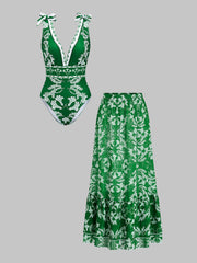 Damen-Badeanzug-Set mit Blumenmuster