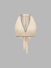 Zweifarbiger Neckholder-Badeanzug für Damen – Ansicht 3