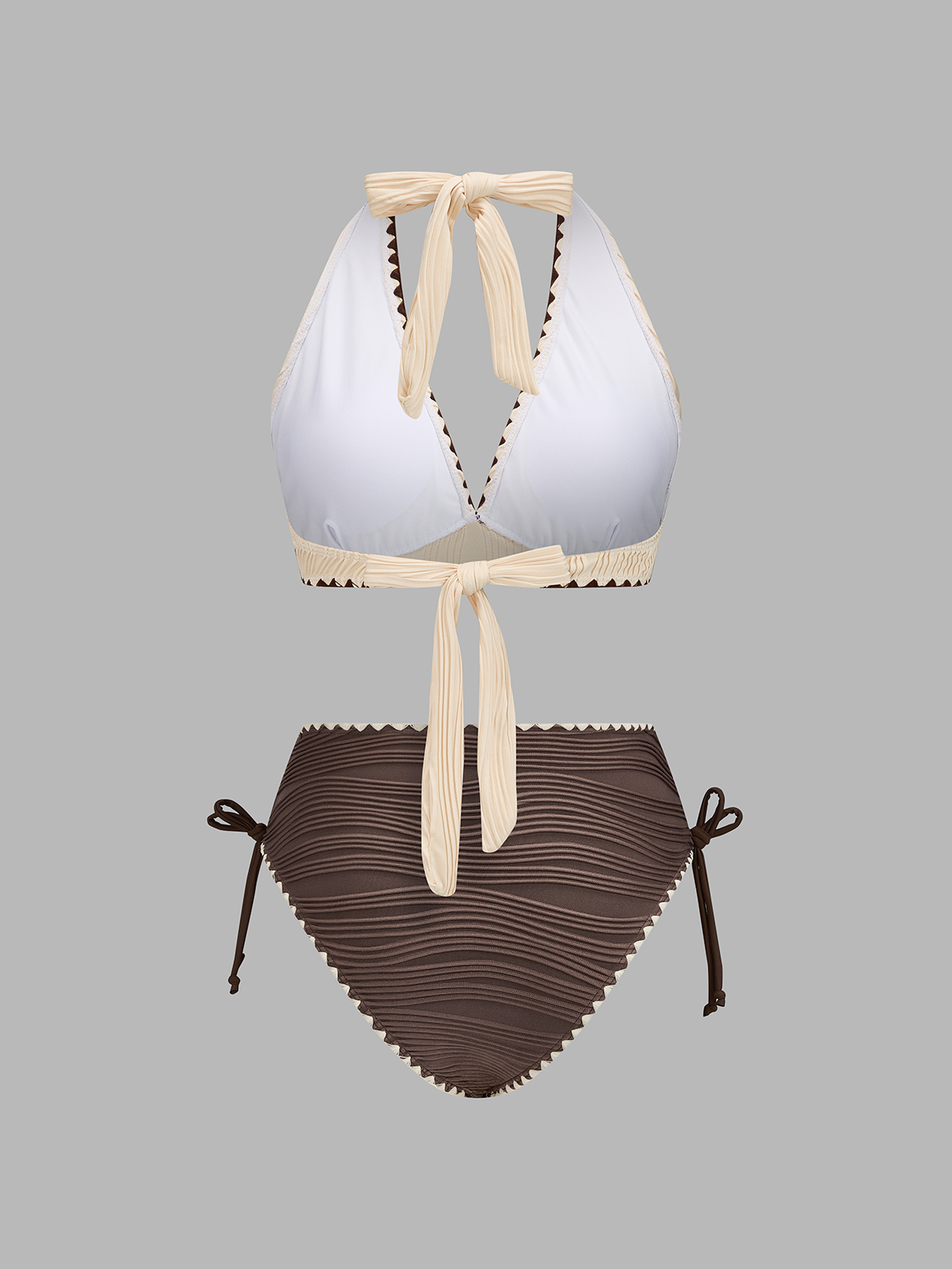 Zweifarbiger Neckholder-Badeanzug für Damen – Ansicht 2