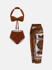 Damen-Badeanzug-Set mit Print und Neckholder