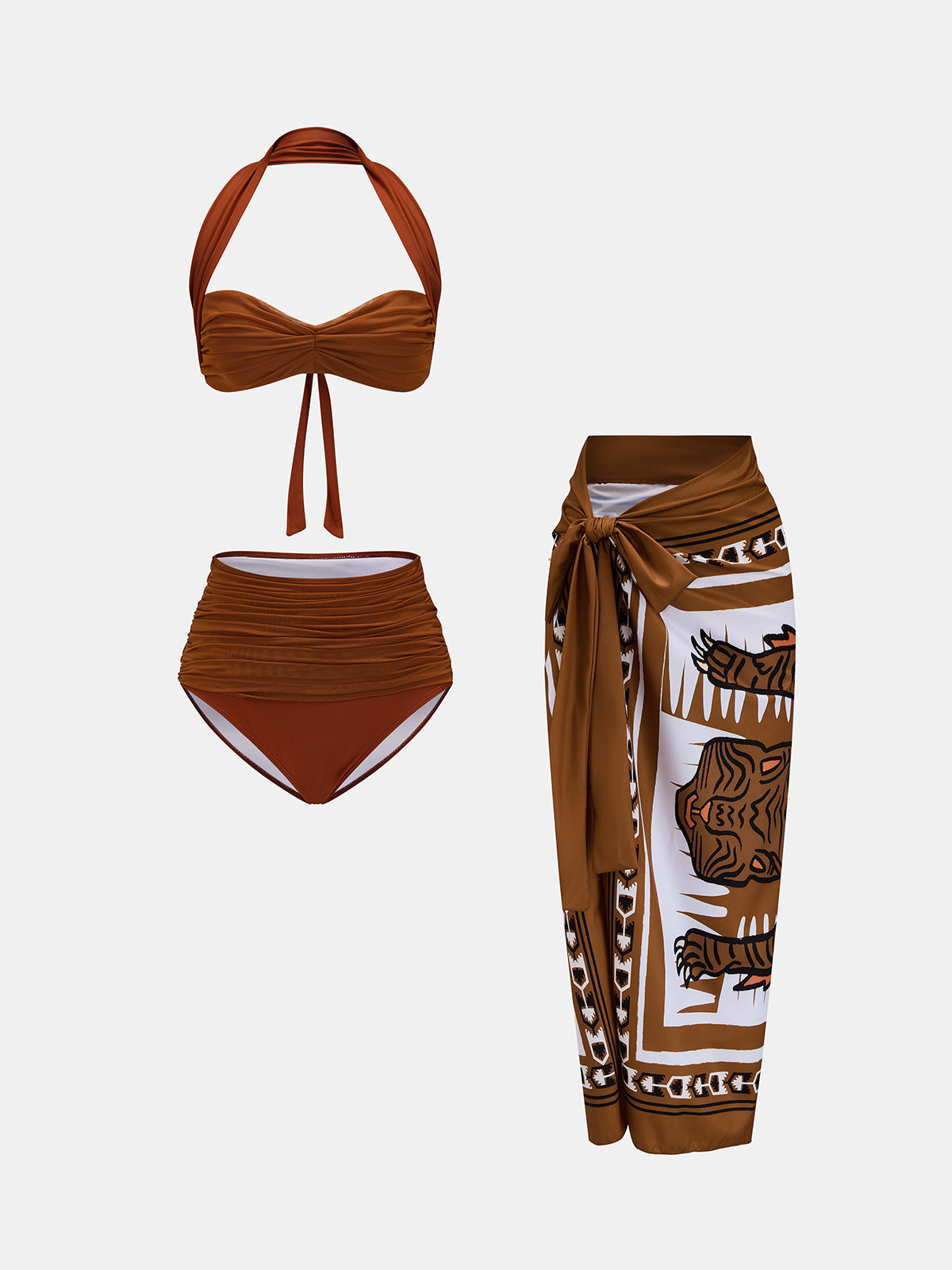 Damen-Badeanzug-Set mit Print und Neckholder