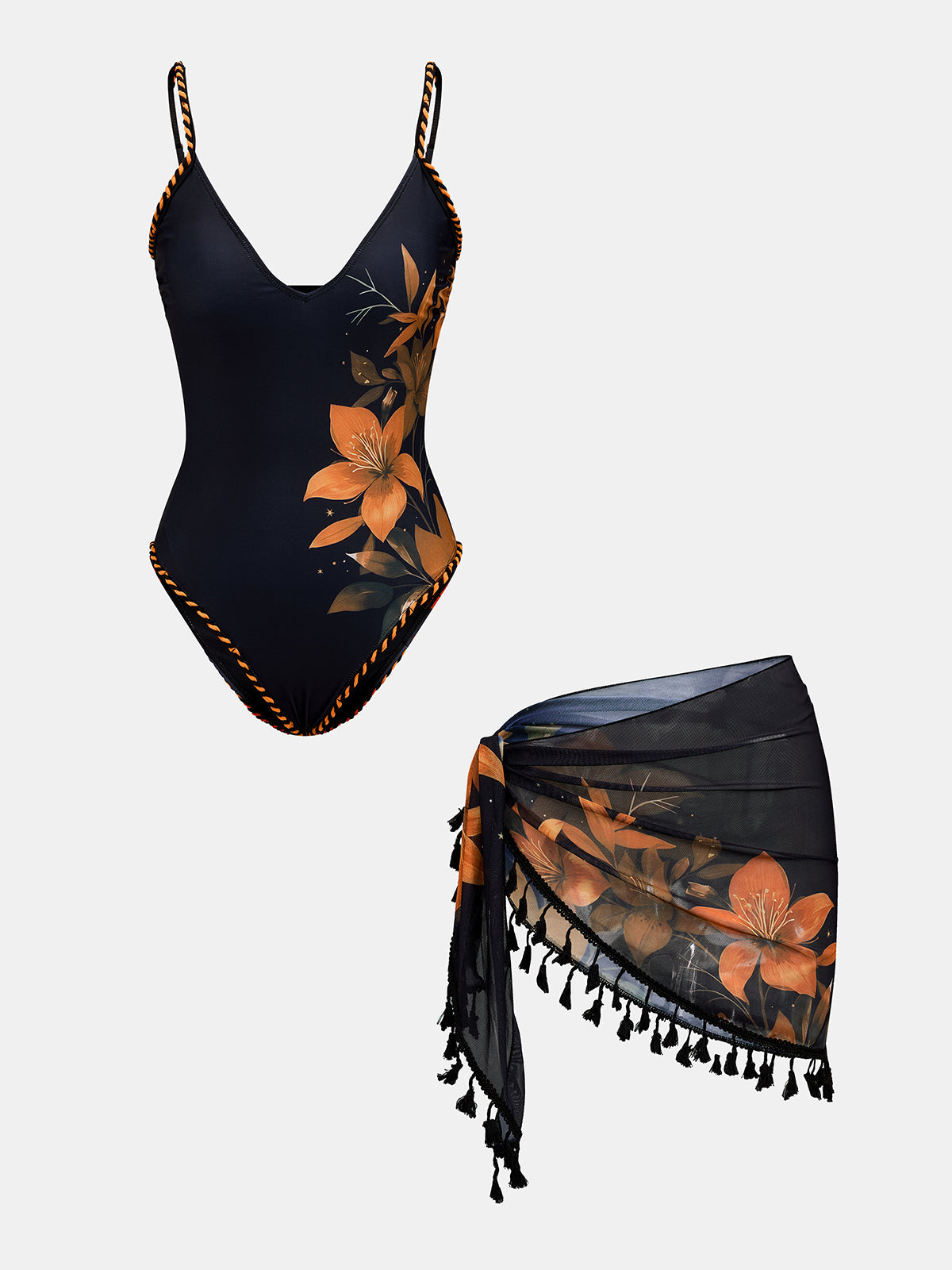Damen-Badeanzug-Set mit Blumenmuster
