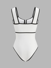 Damen-Badeanzug-Set mit Polka-Dots und Schleife – Ansicht 3