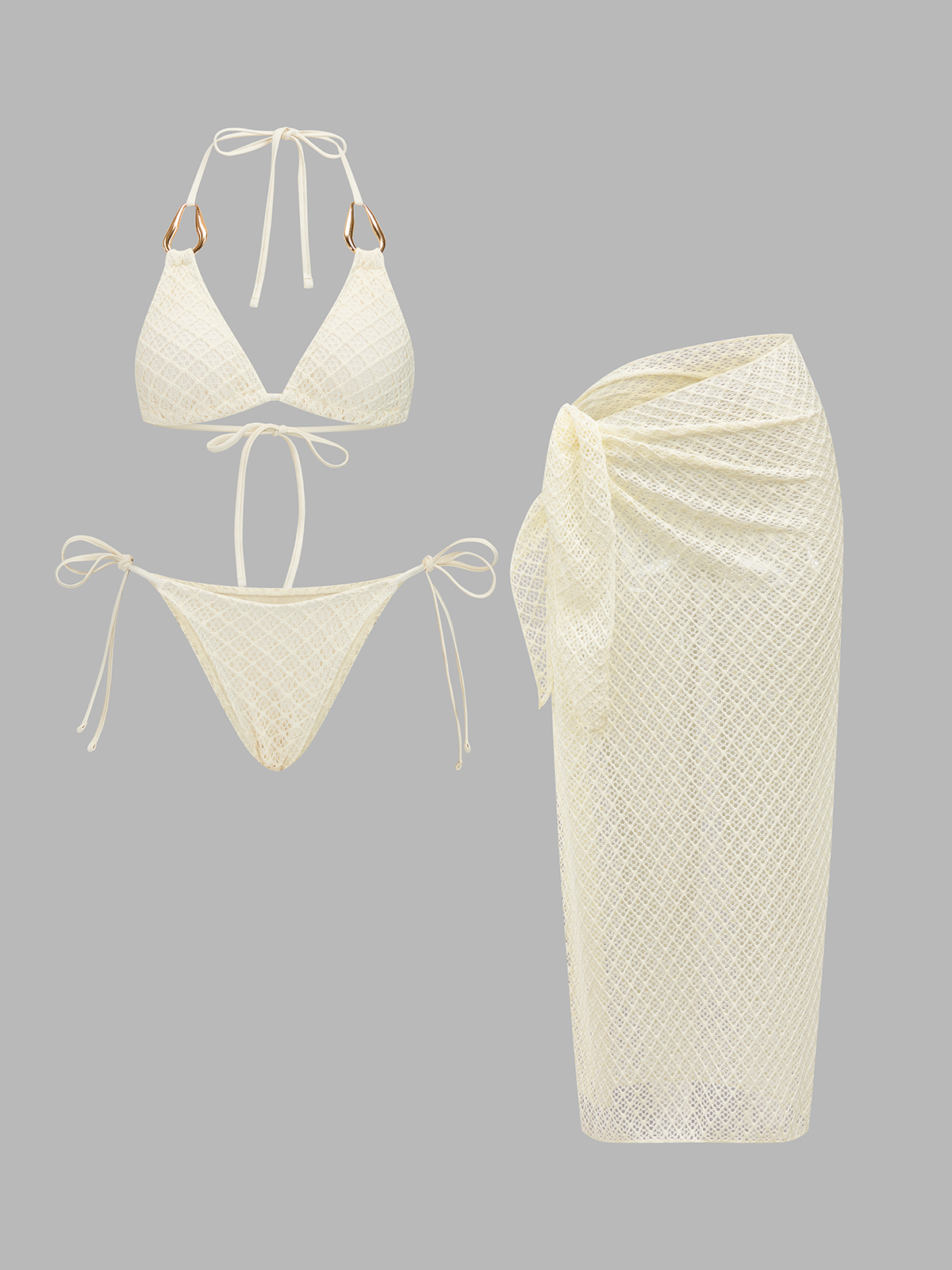 Strickbadeanzug-Set für Damen mit Cut-outs