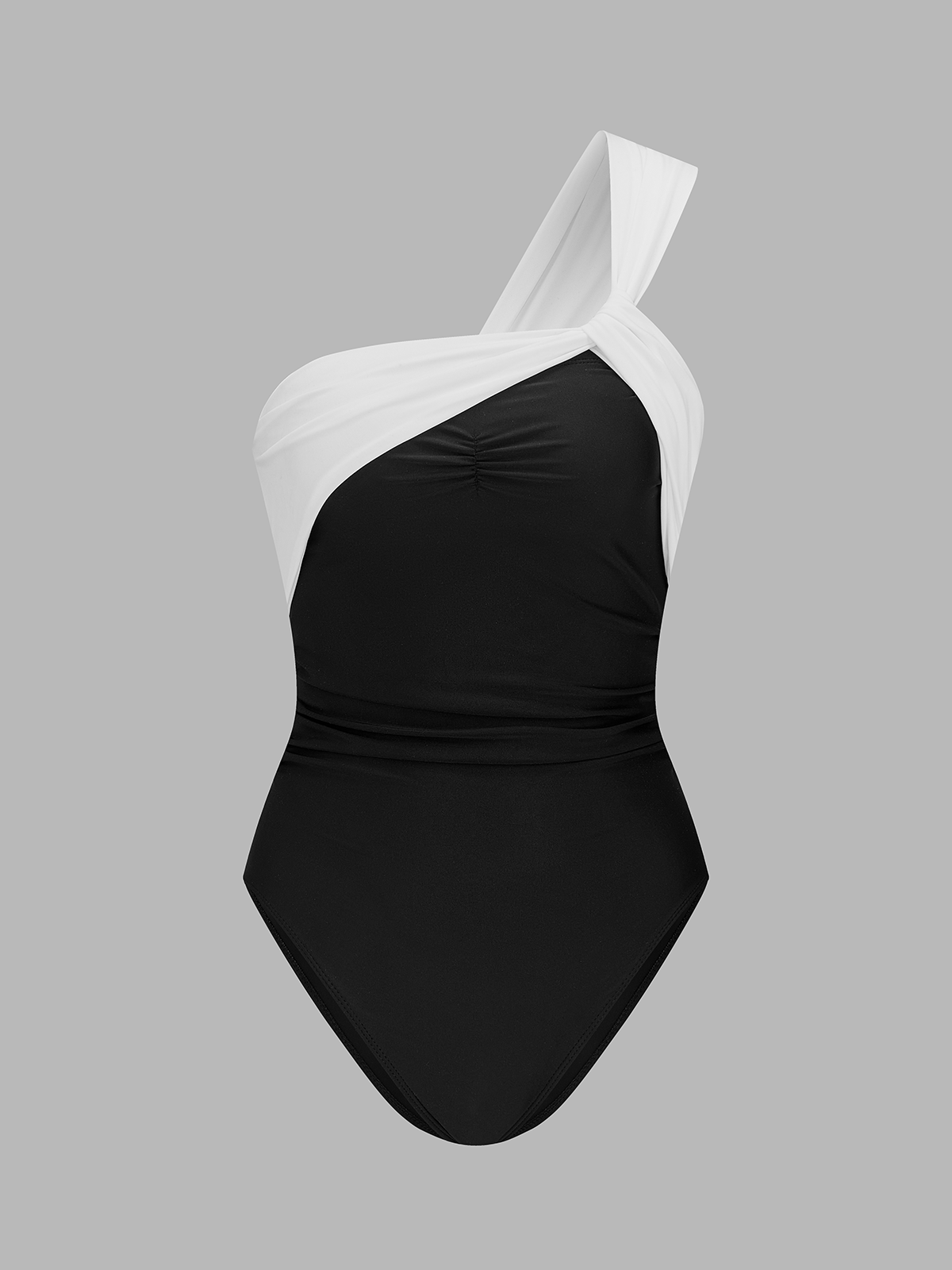 Zweifarbiger One-Shoulder-Badeanzug für Damen