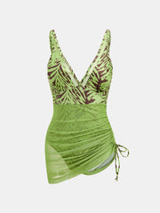 Damen-Einteiler-Badeanzug mit Blumenmuster