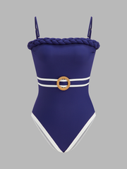 Gestreifter Strickbadeanzug für Damen – Ansicht 2