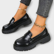 Orthopädische Damen-Mokassins aus Satin mit Absatz