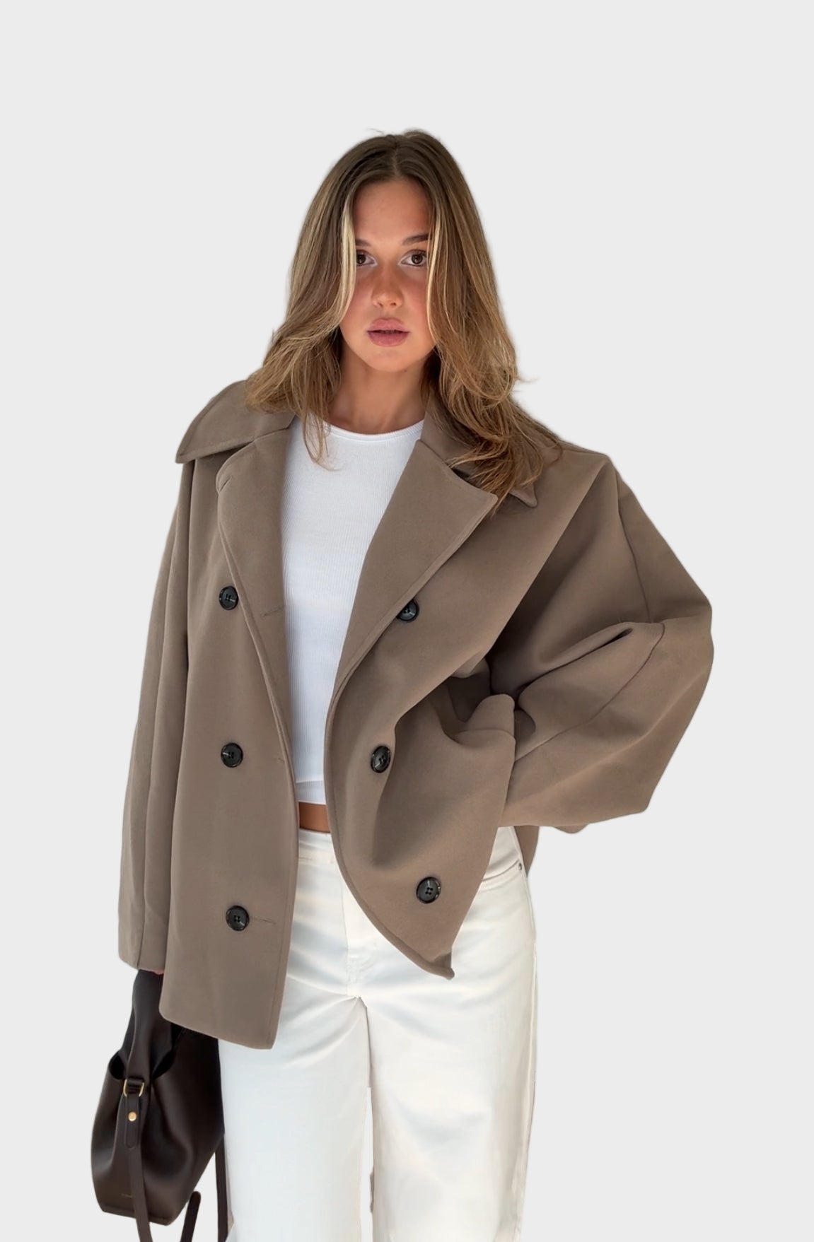 Zimtfarbene Oversize-Jacke für Damen