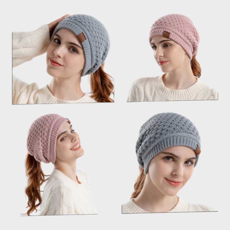 Vangie – Strickmütze für Damen mit Zopföffnung – Ansicht 6