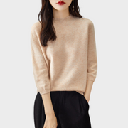 Lilith – Damen-Wollpullover mit kurzen Ärmeln und Kunstpelzbesatz – Ansicht 11