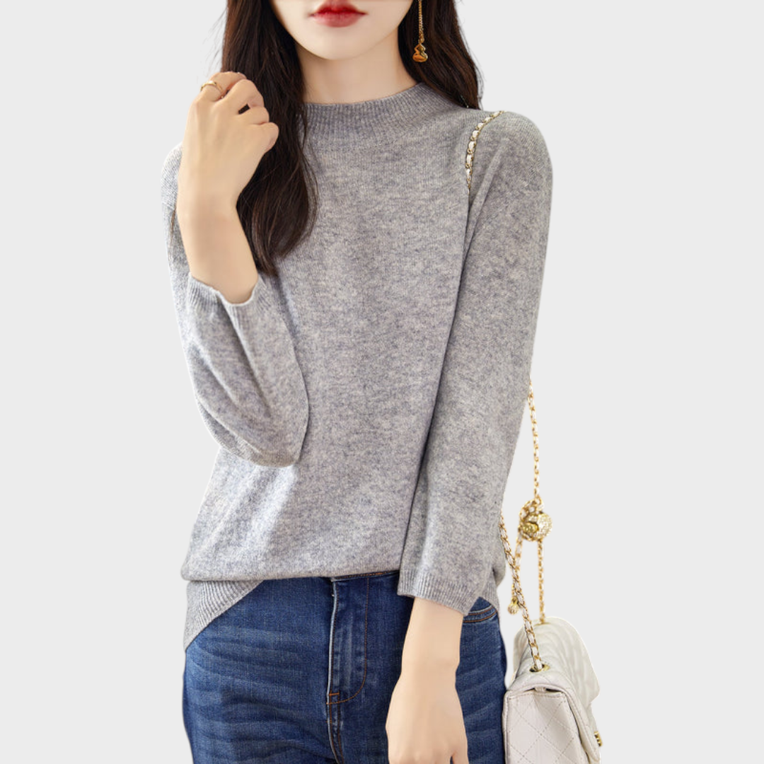 Lilith – Damen-Wollpullover mit kurzen Ärmeln und Kunstpelzbesatz – Ansicht 13