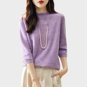 Lilith – Damen-Wollpullover mit kurzen Ärmeln und Kunstpelzbesatz – Ansicht 6