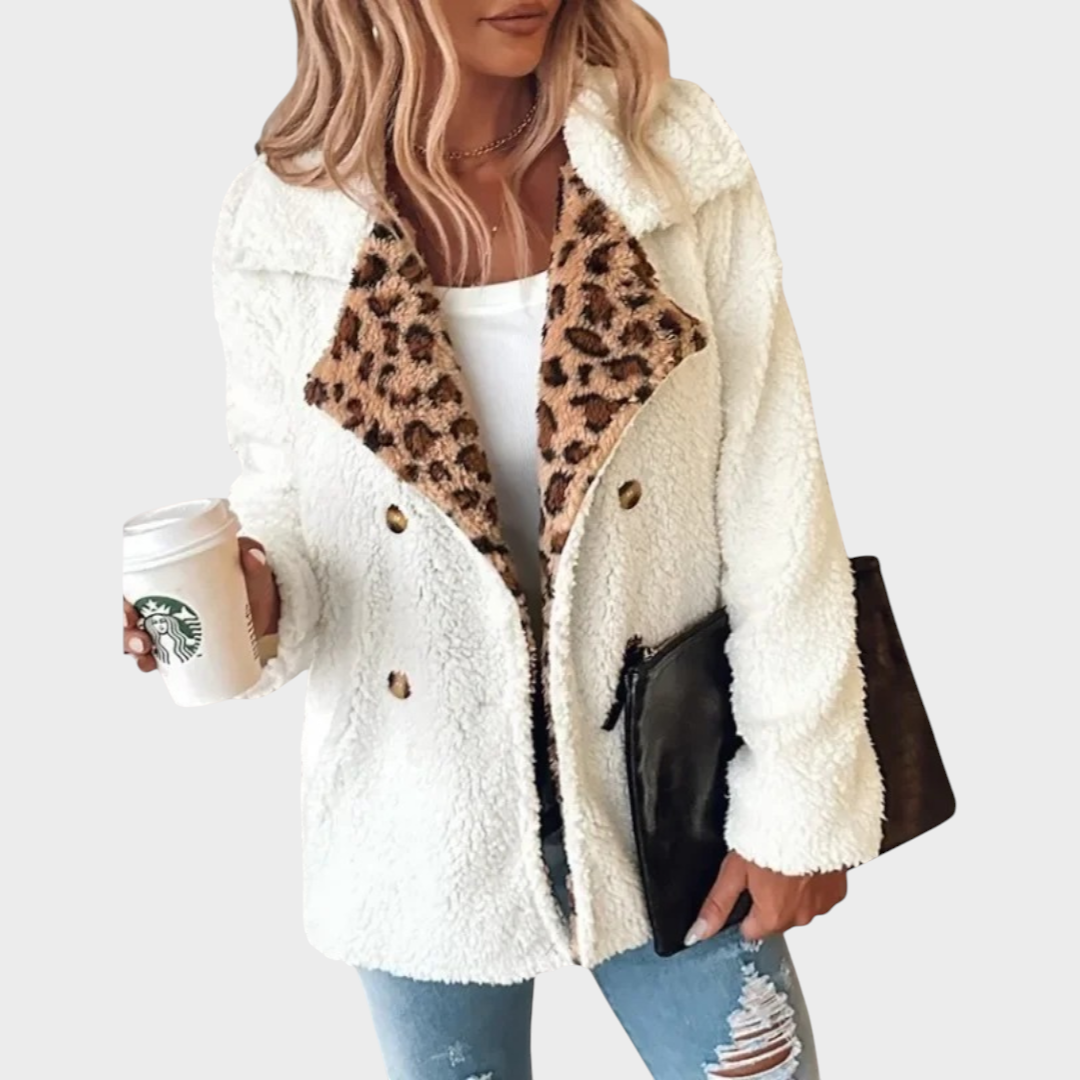 Sasha – Warmer Damenmantel mit Leopardenmuster – Ansicht 2