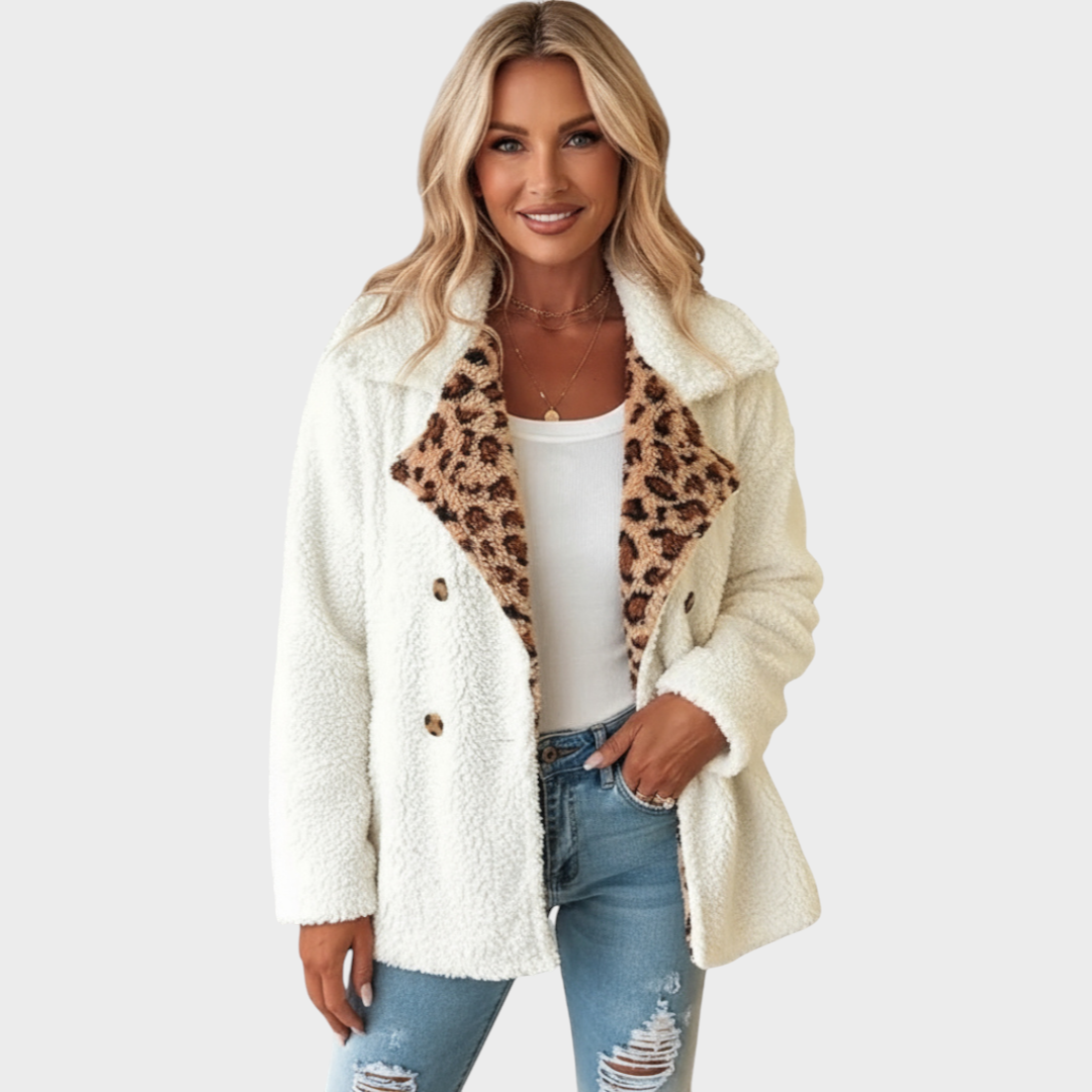 Sasha – Warmer Damenmantel mit Leopardenmuster