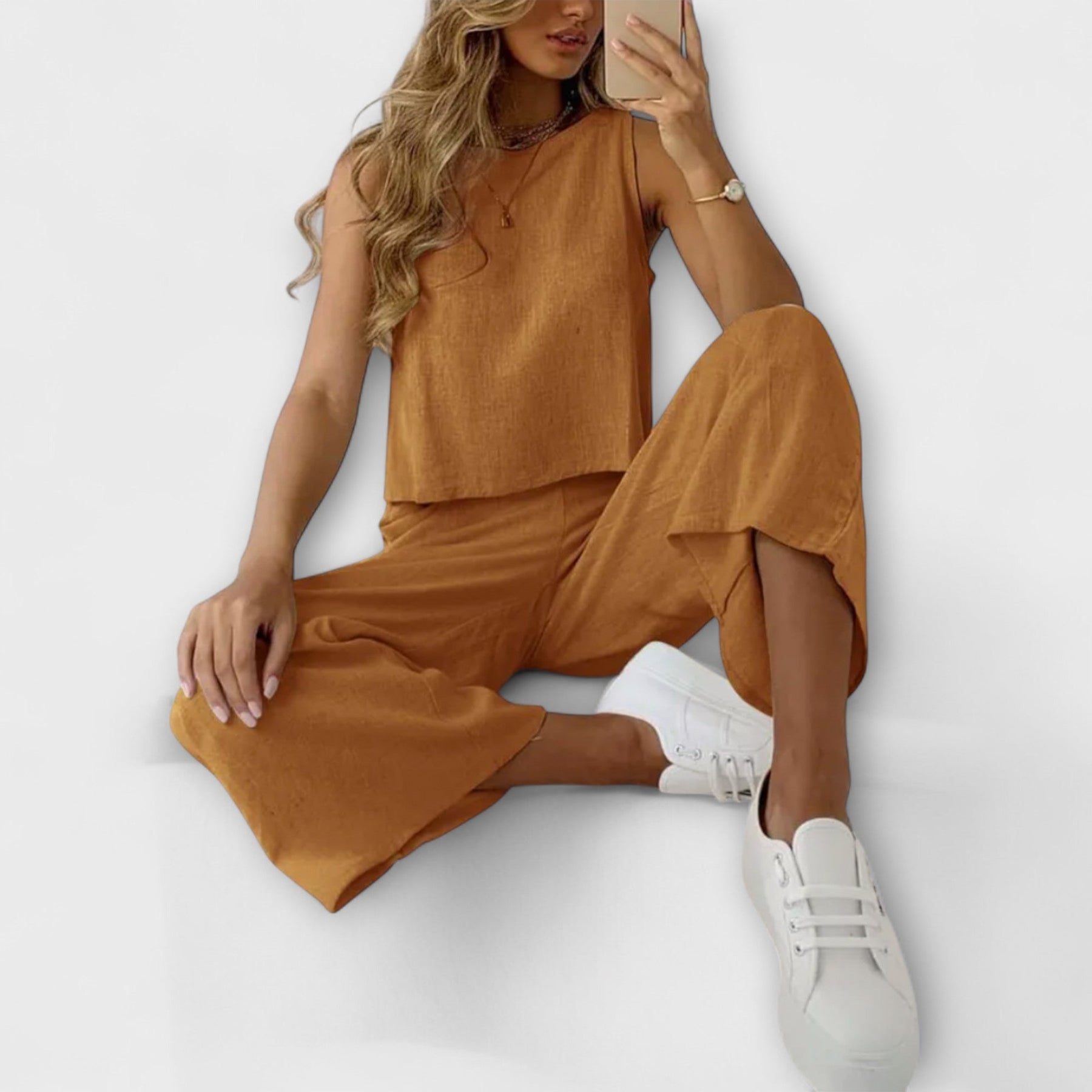Zweiteiliges Damen-Leinenset mit Top und Hose – Ansicht 5