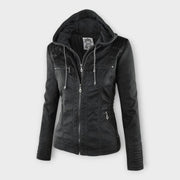 Elise – Moderne Lederjacke für Damen mit Kapuze – Ansicht 2