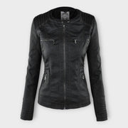 Elise – Moderne Lederjacke für Damen mit Kapuze – Ansicht 3