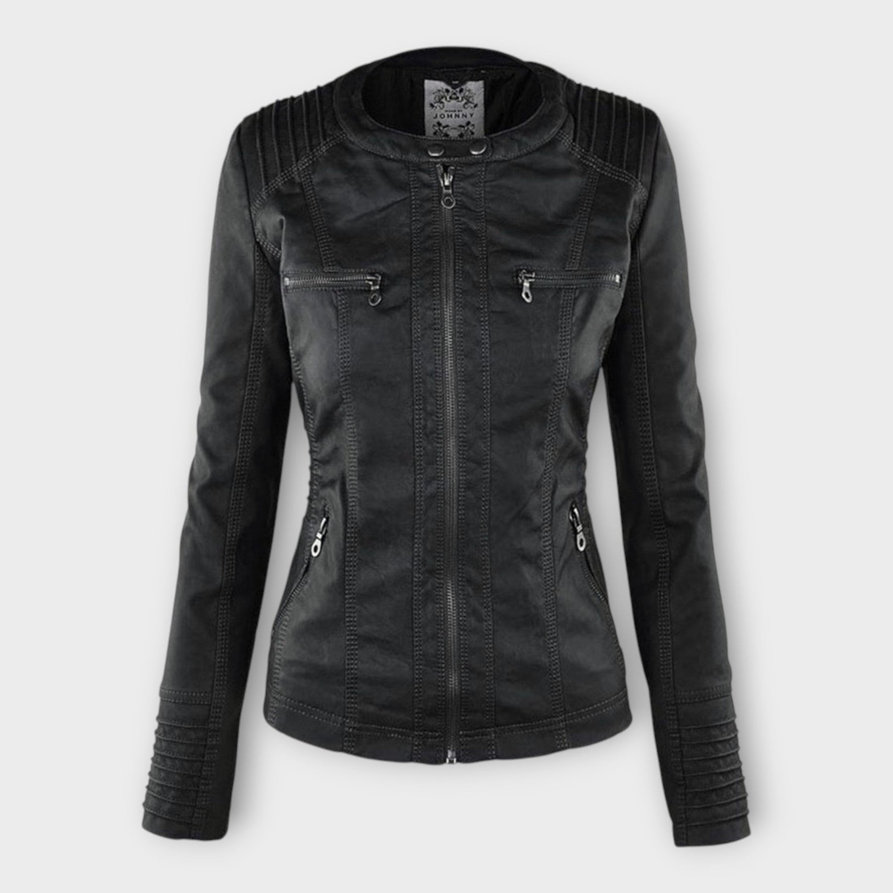 Elise – Moderne Lederjacke für Damen mit Kapuze – Ansicht 3