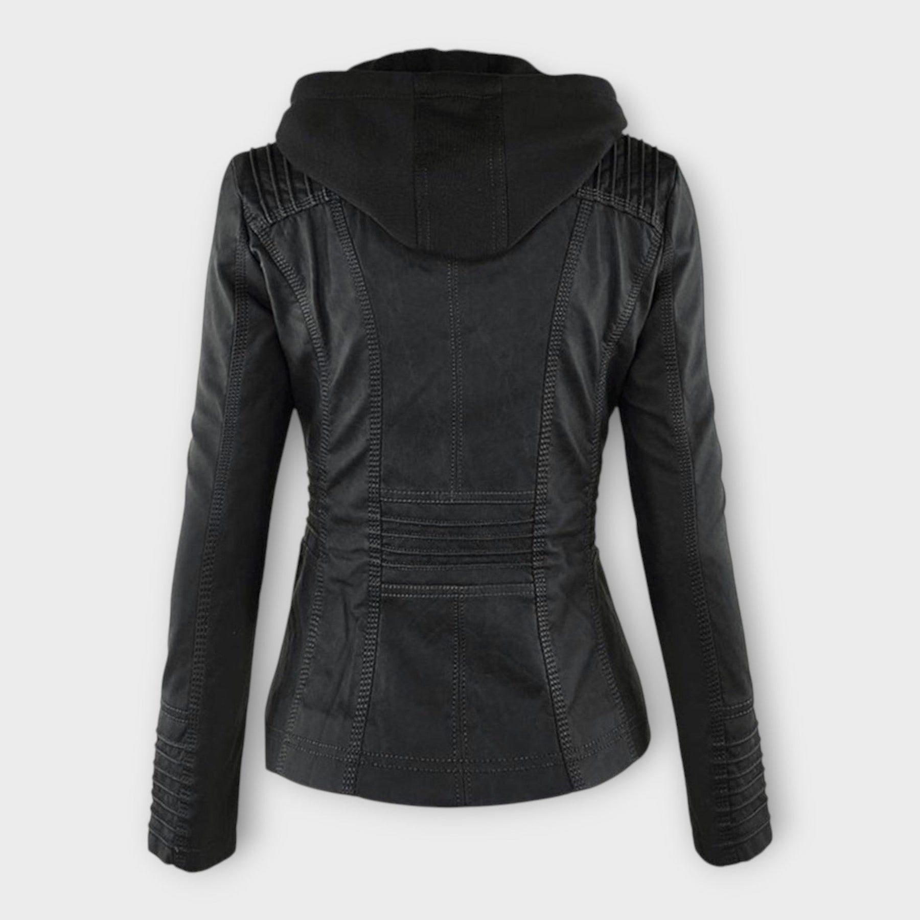 Elise – Moderne Lederjacke für Damen mit Kapuze – Ansicht 4